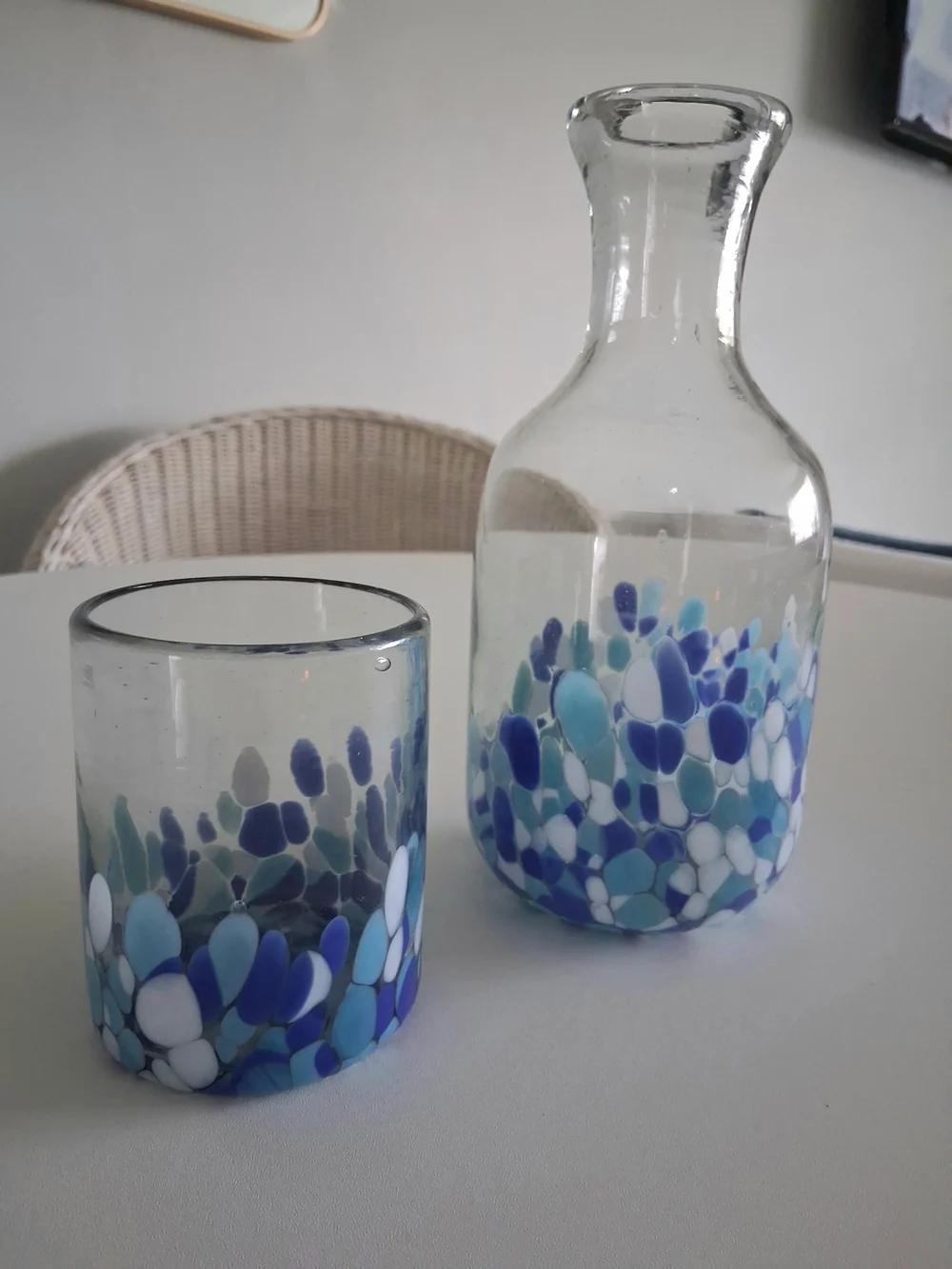 Hand Blown Recycled Glass Carafe and Tumbler Set by Novica